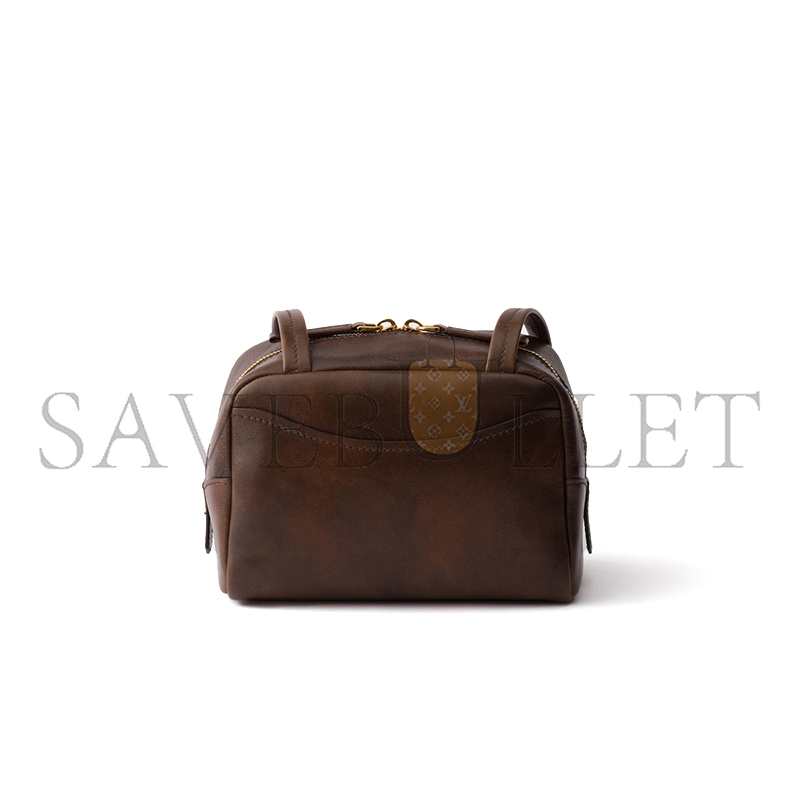 PRADA CARRY ANTIQUED LEATHER TOP-HANDLE MINI-BAG 1BB167 (22*15.5*12.5cm)